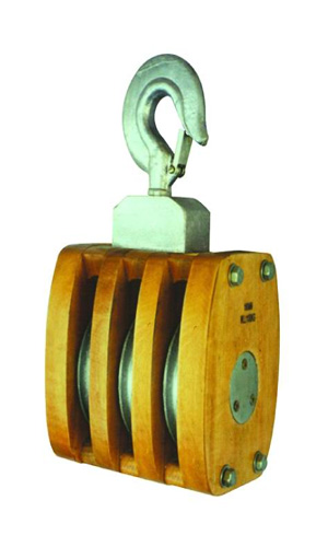 成華牌日式船用木滑輪，三輪鉤式